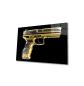 Preview: Goldene Pistole Art Design rechteckiges spezial Glasbild!