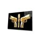 Preview: Goldene Pistole Art Design rechteckiges spezial Glasbild!