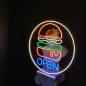 Preview: Hamburger Open Neon Led Werbeleuchte für ihr Restaurant, Fastfoodladen!