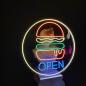 Preview: Hamburger Open Neon Led Werbeleuchte für ihr Restaurant, Fastfoodladen!