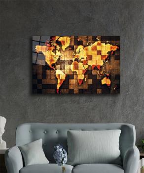 Weltkarte Art Design rechteckiges spezial Glasbild!