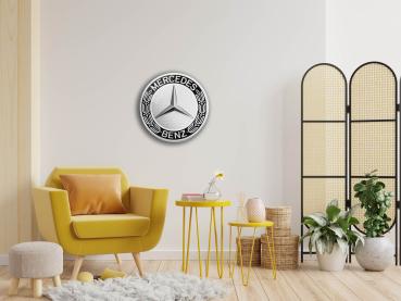 Mercedes Vintage Art Design rundes spezial Glasbild!