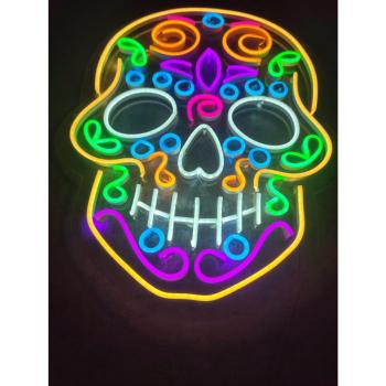 Neon Led Mexican Skull of Death​ wall lamp for your home, office or shop!