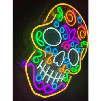 Neon Led Mexican Skull of Death​ wall lamp for your home, office or shop!