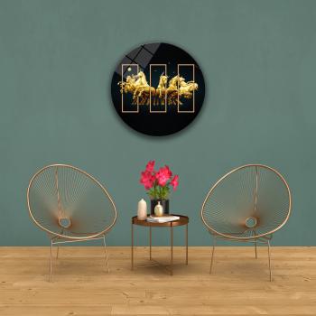 Golden Horses Art Design round special Glass Picture!