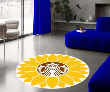 Starbucks Coffee Lotus Flower round carpet!