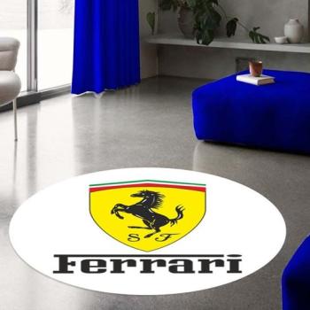 Ferrari white Logo round carpet!