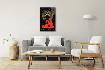 Meditating Buddha Art Design rechteckiges spezial Glasbild!