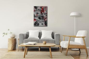 Bloody Dollars Art Design rechteckiges spezial Glasbild!