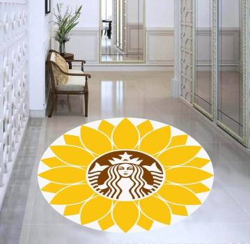 Starbucks Coffee Lotus Flower round carpet!