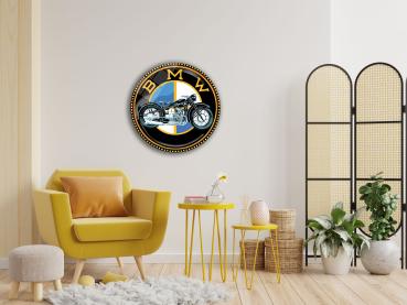 Bmw Motorrad Retro Art Design round special Glass Picture!