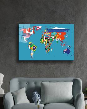 Weltkarte Art Design rechteckiges spezial Glasbild!