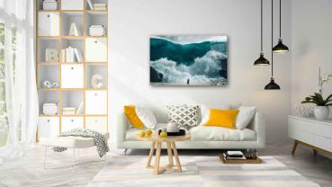 Grosse Wellen Art Design rechteckiges spezial Glasbild!
