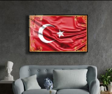 Türkische Flagge Art Design rechteckiges spezial Glasbild!