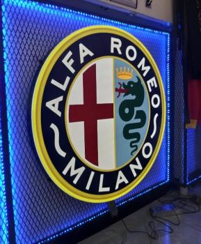 Alfa Romeo Vintage Milano Logo Led Leuchtschild rund