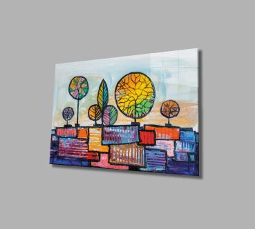 Farbige Stadt Art Design rechteckiges spezial Glasbild!