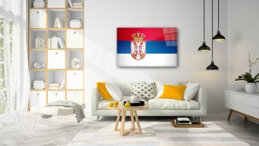 Serbische Flagge Art Design rechteckiges spezial Glasbild!