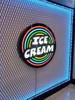 Eiscream Logo Led Leuchtschild Wandleuchte! (rund)