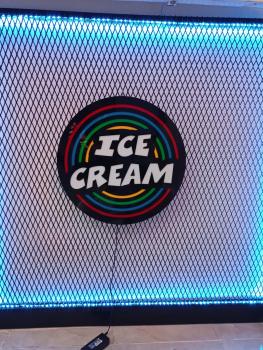 Eiscream Logo Led Leuchtschild Wandleuchte! (rund)