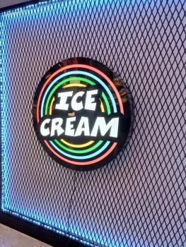Eiscream Logo Led Leuchtschild Wandleuchte! (rund)
