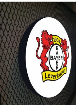 Bayer 04 Leverkusen Logo Led Leuchtschild Wandleuchte! (rund)