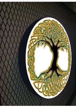 Lebensblume Logo Led Leuchtschild Wandleuchte! (rund)