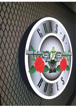 Guns & Roses Logo Led Leuchtschild Wandleuchte! (rund)