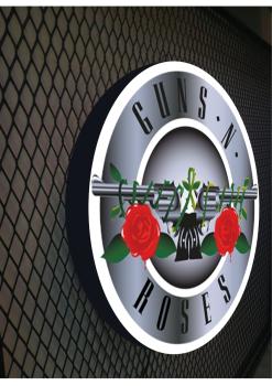 Guns & Roses Logo Led Leuchtschild Wandleuchte! (rund)