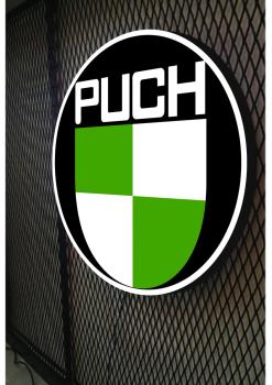 Puch Logo Led Leuchtschild Wandleuchte! (rund)