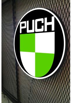 Puch Logo Led Leuchtschild Wandleuchte! (rund)