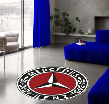 Mercedes Vintage red Logo round carpet!