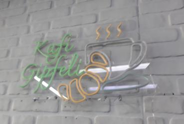 Kafi Gipfeli Neon Led Werbeleuchte für ihr Restaurant, Fastfoodladen!