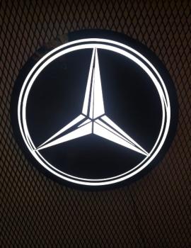 Mercedes Led beleuchtetes Wandschild rund