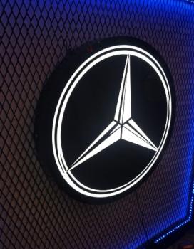Mercedes Led beleuchtetes Wandschild rund