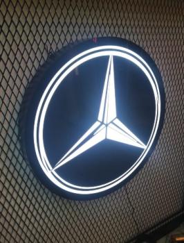 Mercedes Led beleuchtetes Wandschild rund
