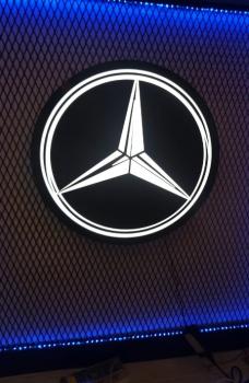 Mercedes Led beleuchtetes Wandschild rund