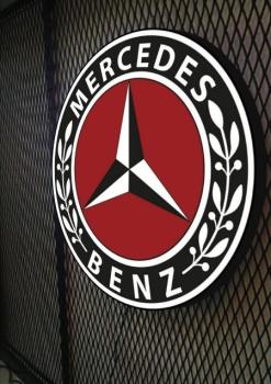 Mercedes rotes Vintage Logo Led Leuchtschild rund