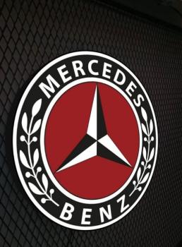 Mercedes rotes Vintage Logo Led Leuchtschild rund
