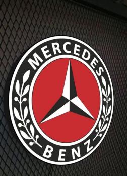 Mercedes rotes Vintage Logo Led Leuchtschild rund