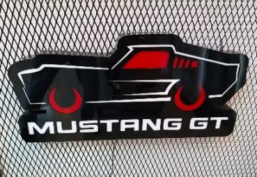 Mustang GT Fastback 1967 Led Leuchtschild im Autoform