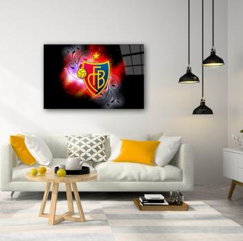 FC Basel Art Design rechteckiges spezial Glasbild!