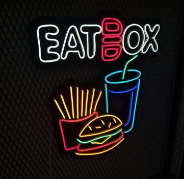 Eat Box Neon Led Werbeleuchte für ihr Restaurant, Fastfoodladen!