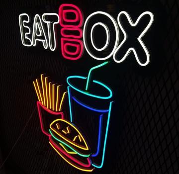 Eat Box Neon Led Werbeleuchte für ihr Restaurant, Fastfoodladen!