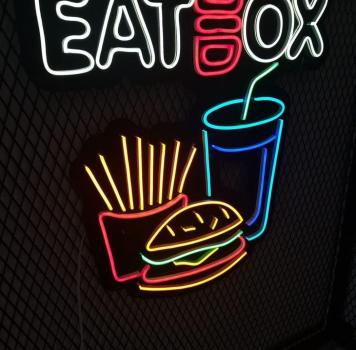 Eat Box Neon Led Werbeleuchte für ihr Restaurant, Fastfoodladen!