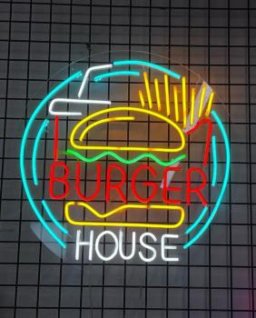 Burger House Neon Led Advertising light for your restaurant, fast food shop!