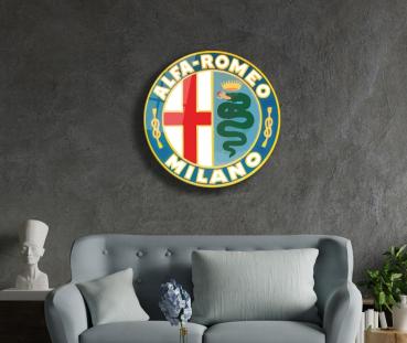 Alfa Romeo Vintage Art Design round special Glass Picture!
