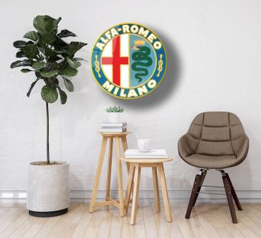 Alfa Romeo Vintage Art Design round special Glass Picture!