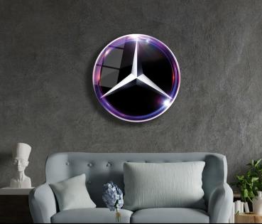 Mercedes Shining Logo Art Design round special Glass Picture!