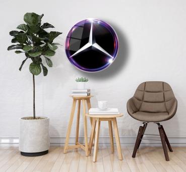 Mercedes Shining Logo Art Design round special Glass Picture!