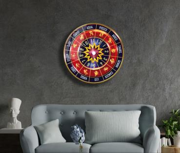Zodiac Calendar Art Design round special Glass Picture!